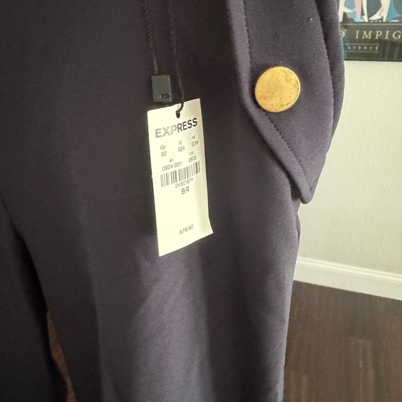 High waisted navy trousers - Picture 2 of 3